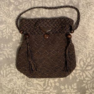 SLOANE STUART HANDCRAFTED BROWN/NAVY  HANDBAG